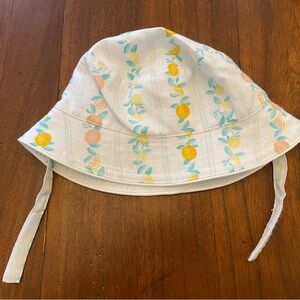 Janie and Jack White Bucket Hat with Summer Fruit Pattern 0-3 Months